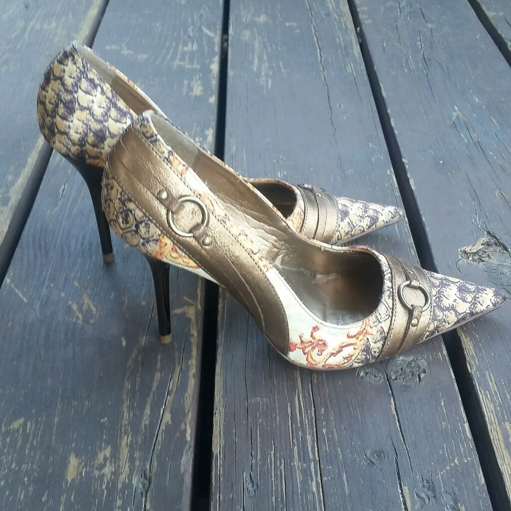 Aldo Bronze Flower High Heels Ladies 5B